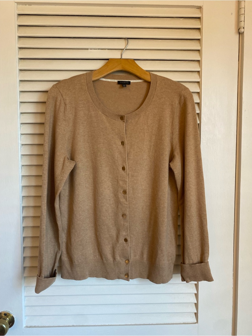 Talbots Cotton Blend Tan Cardigan